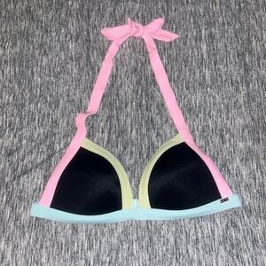 PINK Victoria’s Secret Triangle Push Up Bikini Top Black Multi Color SIZE M
